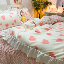 2022 new flowers four sets of small fresh bed sheet home bed sheet 1 2m three bedding items