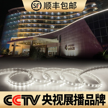 LED white light strip double row lamp beads outdoor waterproof house outline atmosphere light night wiring series light strip