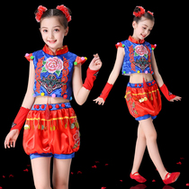 New Childrens Festival Performance to Taiping Daughter Drumming Clothing Open Door Red Chinese Dream Lantern Clothing