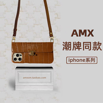 Tide card iphone13 mobile phone shell slanted cross female 12pro Apple 11promax with rope suitable for high-end backpack style