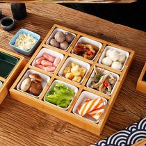 Jiugongge Tableware Hot Pot Vegetable Snack Platter Creative Bamboo and Wood Grid Tray Special Swing Pad Barbecue Pad