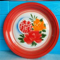 Old-fashioned enamel tea plate thickened tray fish plate large plate chicken special plate fruit plate wedding plate round tea plate