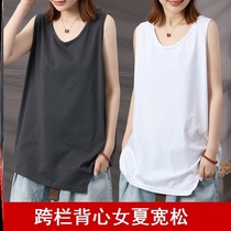 Cross Bar Vest Woman Summer Loose Students Wear 100 lap blouses American retro sleeveless sleeveless T-Shirt Movements Camscapes
