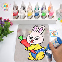 Sand painting childrens diy handmade baking-free glass glue painting baking painting set package Coloring ointment Paint gift