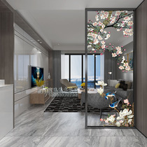 Modern art glass partition light luxury bathroom living room bedroom screen background wall aisle porch tempered customization