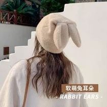 Postnatal Month Subcap Woman Knit Hat Autumn Winter Cold Hat Winter Windproof warm wool line hat 100 hitch rabbit ear hat