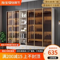 Bookcase minimalist light luxury glass door full wall bookshelf simple modern floor-to-ceiling study living room large bookcase combination