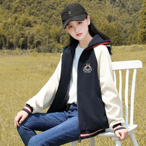 Female Great Boy Necropolis Spring Style 2022 Spring Autumn Season New Girl Spring Clothing Han Version Hyphene Girl Autumn Winter Thickened Coat