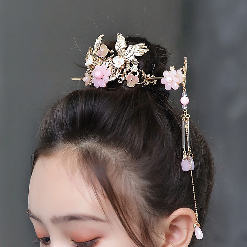儿童汉服发饰唐装拜年服古风步摇公主头饰发簪女童古装中国风皇冠
