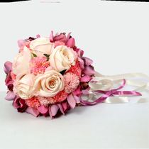 Bridegroom and Bride wedding bouquet photography dried flower ancient style Xiuhe clothing satin diy handmade wedding double-sided gold