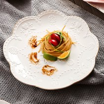 Fa-style retro dinner plate European style Phnom Penh reliquary lace flower lace ceramic plate cake pan Phnom Penh Western dining tray