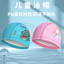 Childrens swimming cap PU waterproof coating material men and women children swimming supplies cartoon pattern printing not to print the head