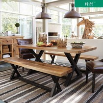 Iron Art Solid Wood Dining Table And Chairs Brief American Home Recommended Size Family Style Living Room Coffee Nordic Rectangular Negotiate