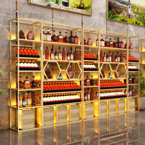 Wine Zhuang Red Wine Rack Multilayer Floor Type Whole Wall Luminous Wine Containing show shelf Iron Art Wine Cabinet Customised