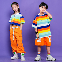 Street dance Childrens Chauchai handsome boy hip-hop suit personality Personality Rack Son Drum Play Out Girl Jazz Dance Costume
