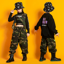 Childrens Street Dance Costume Black Boy Hip Hop Suit Trends Girl Dews Umbilical Mount Subdrum Fashion Costume