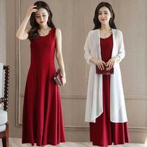 Womens 2021 new spring summer vest long skirt base skirt size belly thin dress solid color sleeveless skirt