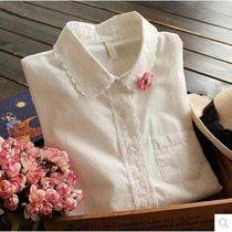 2021 Spring and autumn assembly new college wind small and clear new big code display slim white shirt woman long sleeve swarm with undershirt woman