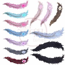 Clothes decal decoration 2021 feather embroidery large cloth patch multi-color long strip clothes patch patch patch iron back