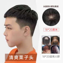 Wig men short haircut Han version handsome short hair wig sheet full real hair overhead invisible and no marks for mens heads tonic hair block