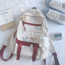 ins wind double shoulder bag 2021 new day ensemble bag female Korean version original accommodation small frescoed junior high school backpack