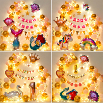 Baby girl birthday decoration 100-day feast one-year-old net red balloon childrens girl balloon background wall scene layout
