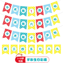 Childrens birthday flag baby happy party decoration lagoons I today 1 year old scene layout one year old banner