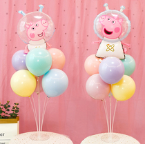 Net red little pig Paige table floating cartoon aluminum film balloon road guide bracket column baby birthday scene decoration party