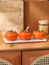 Capri oil special cans cute persimmon kitchen condiment kitchen suite salt-flavored fine conditioning box household ceramic chili oil
