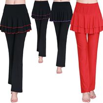 Super fire square dance elegant body practice clothes new fashion culottes Latin dance trouser skirt dance pants tight women