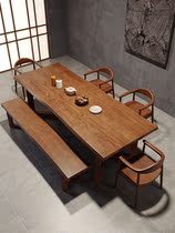 Nordic all solid wood dining table and chair combination modern minimalist log restaurant dining table size household rectangular table