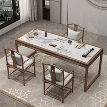 2022 new tea table new Chinese style solid wood tea table home small tea table rock plate dry bubble table balcony tea table and chair combination