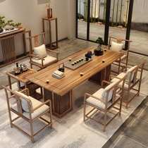 Solid wood tea table and chair combination new Chinese Zen Kung Fu walnut ash wood tea table table home office tea table