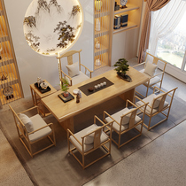 Tea table and chairs Composition New Chinese solid wood large plate tea table imitation ancient Zen Serie tea table minimalist modern tea table tea table