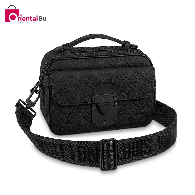 LV/路易威登男包S LOCK黑色老花牛皮单肩包手提邮差包M58489