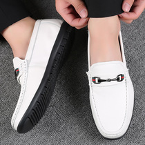 Brand high-end quality new leather breathable peas shoes all-match breathable driving white driving shoes small white shoes men