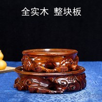 Round Handicraft Woody Base Pendulum vase Vase Flower flower Vase Flower-shaped stone head Living room Flower Pots Hydroponic Solid Wood Bottom