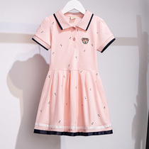 Girls' dress summer dress 2022 new foreign air school wind-pure cotton summer short-sleeved little girl children's dress