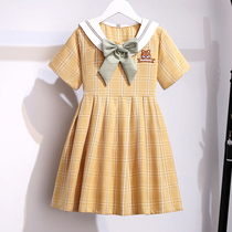 Girls' dress school style children's skirt new summer dress big boy style navy girl princess skirt