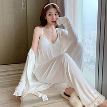 Sandro Vicari Pajamas Woman Spring Autumn Season Small Fragrant Wind Long Sleeve Pure Cotton Sexy Harnesses home to three sets