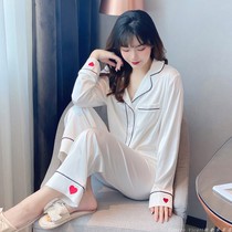 Sandro Vicari White Pyjamas Woman Spring Autumn Season Ice Silk Embroidery Loving Thin long sleeve Home Residence Suit Suit