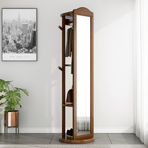 Large mirror swivel audition mirror hanging clothes hanger integrated floor bedroom clothes hat rack solid wood full-body mirror living room wearing mirror