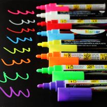 Fluorescent label pen straight liquid shop with a slant head color thick head flat head fluorescent marker wholesale glass glow plate pressing the water-soluble color pen advertising blackboard can wipe the special pen