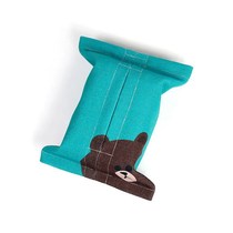 Car head pillow paper towel box cute cotton linen cloth art suction paper box Cartoon small bear suction paper sleeve chair back hanging paper towel bag