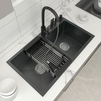 Nano black household kitchen sink thickened knife holder set meal kitchen table kitchen table under the table wash sink 70