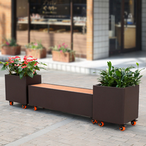 Customized outdoor stainless steel flower box combination iron flower stand tree box flower bed municipal sales department seat stool mobile flower trough