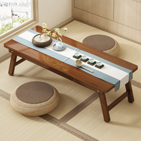 Japanese -style coffee table folding bay window small table lying on the ground free installation of solid wood dwarf tables, tatami tea table Japanese -style coffee table folding bay window small table lying on the ground free installation of solid wood dwarf tables, tatami tea table