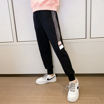 Girls' pants autumn winter 2022 new fashion casual pants large children's fleece thickened winter children's sports sweatpants