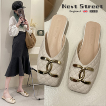 British Next Street's bunhead slippers New fashion net infrared wearing female half-touch single shoes in the summer of 2022