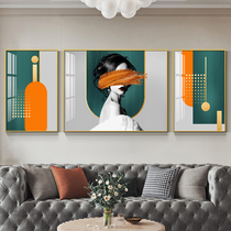 Post-modern living room decorative painting light luxury orange figure mural modern simple sofa background wall hanging painting triptine
